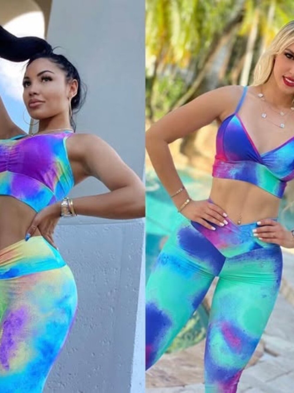Sports Trendz Neon Tie-Dye 2-Piece Activewear Matching Set